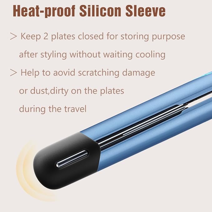 NITION Nano Titanium Hair Straightener 1" Heating Plate Smooth Straightening Flat Iron for Hair. LCD 265-450°F Adjustable for All Hair Type. Travel Pouch Bag Included. MCH Fast Heating Up. Blue