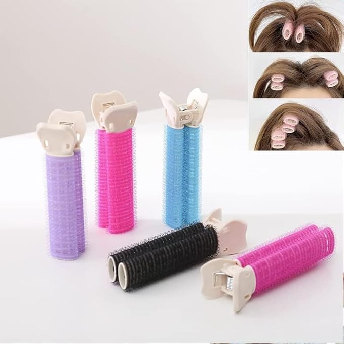 Hair Rollers with Clip, 4Pcs Volumizing Hair Root Clips Bangs Curler DIY Hair Styling Accessories Tool and Portable Self Grip Volume Clips