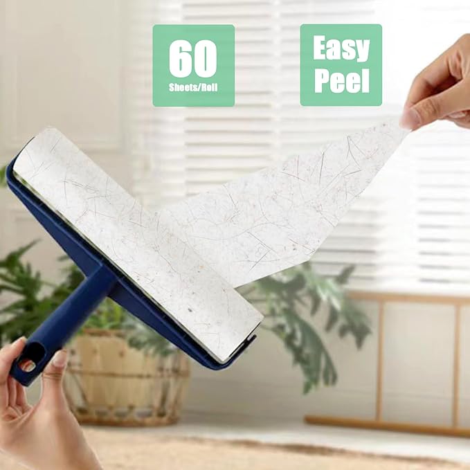 9.8 inch Large Lint Roller Refills Only, 9.8'' Extra-Wide Lint Roller Refill Pack of 5 Rolls Total 300 Sheets for Pet Hair Remover Home Floor Carpet Clothing Sofa Cleaning (9.8'' Wide)