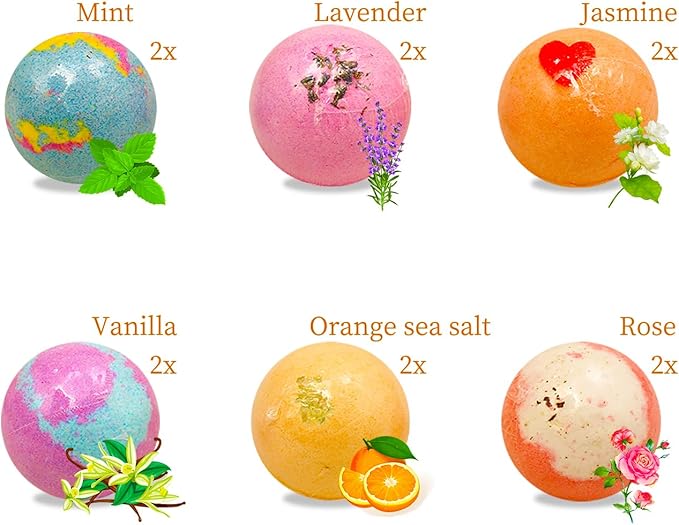 Bath Bombs Birthday Gift Set for Women, 12 Pack Handmade Natural Bath Bomb, Spa Relaxing Birthday Gifts for Her/Him, Women, Girls, Wife, Mother