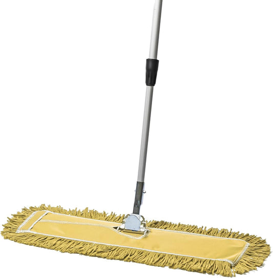 24 Inch Yellow Commercial Dust Mop & Floor Sweeper with Extendable Handle – Mop for Hardwood, Tile, and Concrete Floor Cleaning