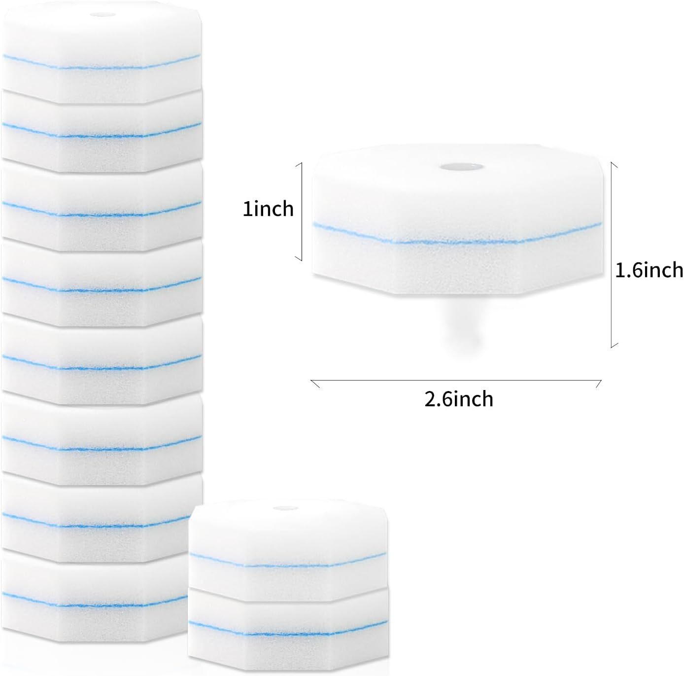 10PCS Toilet Wand Refills - Disposable Replacement Heads for Most Toilet Brushes | Hygienic Cleaning Pads | No-Scratch, Quick-Dry & Easy-to-Use (Sponge Cleaning Head)