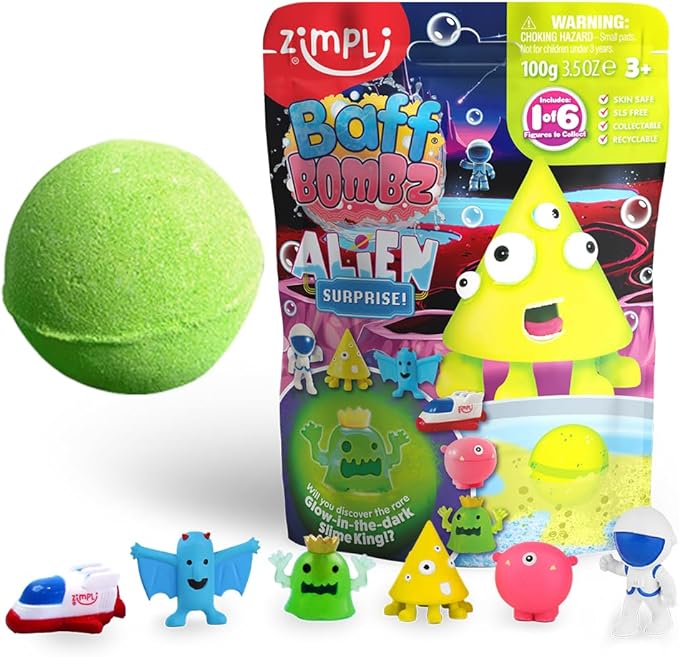 Large Alien Surprise Bath Bomb, The Bath Bomb Contains 1 of 6 Surprise Fruit Toys to Collect, Mystery Toys for Boys & Girls, Collectible Toy, Party Bag Favours Fillers, Novelty & Gag Toys