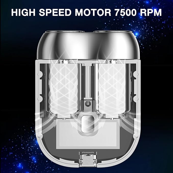 2025 New Model Mini Dual-Head Electric Shaver, Electric Mini Portable Razor, Pocket Size Washable Double Head Razor, Rechargeable Waterproof Compact Electric Shaver for Home, Car, Travel (Silver)