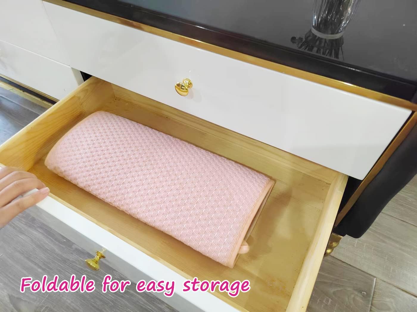 Pink Dish Drying Mats for Kitchen Counter, 2 Pack Dish Drying Mat Drying Pad, Dish Rack Drainer Mat, Kitchen Mat (Pink)