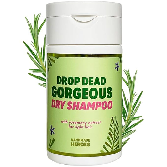 Handmade Heroes Dry Shampoo with Rosemary Oil for Hair Growth Healthier Looking Hair Volumizing Non Aerosol Drop Dead Gorgeous Dry Shampoo Rosemary 1.8oz (Light to Medium 1pc)