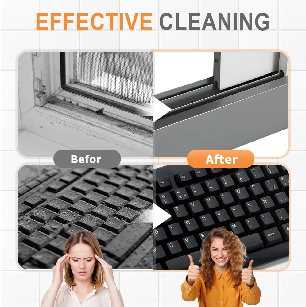 2 in 1 Groove Cleaning Brush, Upgraded Crevice Cleaning Brush & Magic Window Track Cleaner for Sliding Door Tracks, Window Sills, Tile Lines, Car Vents, Kitchen and Bathroom Tight Spaces (2PC)