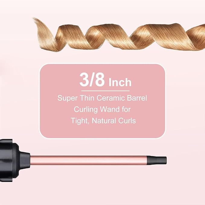 3 in 1 Curling Iron Set, Hair Curling Wand Set with 3 Interchangeable Ceramic Curling Barrel(0.35”-1.25”), Instant Heat Up, Dual Voltage Hair Curler Beach Waves, Include Glove