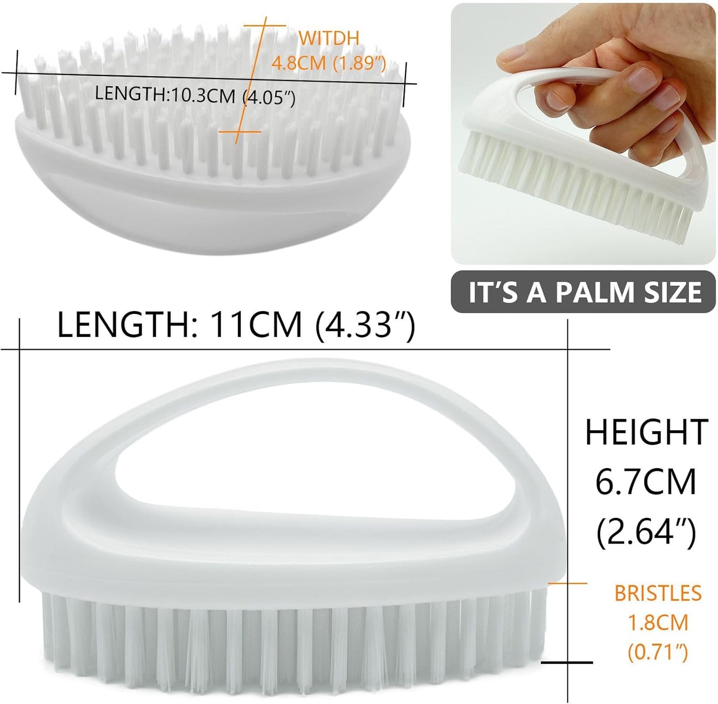 Scrub Brush for Cleaning Scrubbing Heavy Duty Stiff Nylon Bristles Cleaning Brush Multi-Purpose, White & Small Size