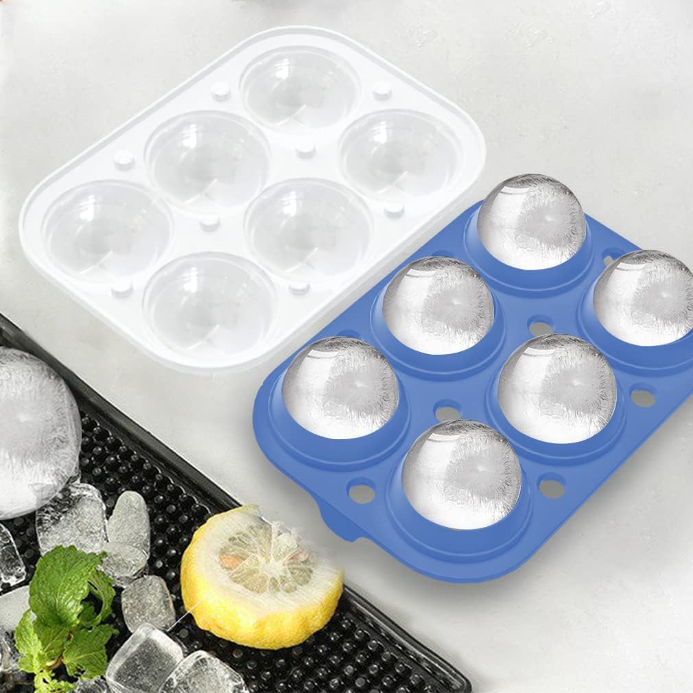 ROTTAY Ice Cube Trays (Set of 2), Sphere Ice Ball Maker with Lid & Large Square Ice Cube Maker for Whiskey, Cocktails and Homemade, Keep Drinks Chilled