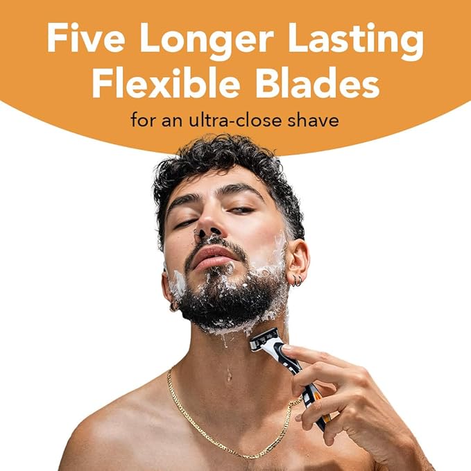 BIC Flex 5 Refillable Men's 5 Blade Razors, Long-Lasting and Comfortable Shave, 1 Handle and 7 Cartridges-Pack