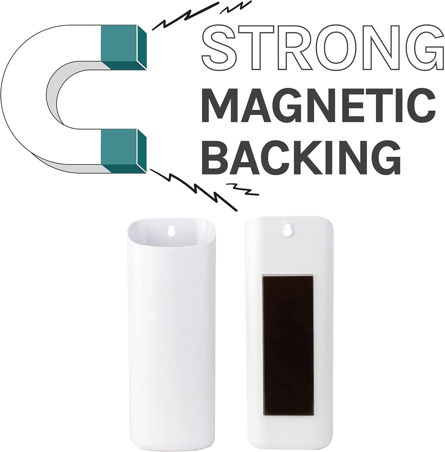 JS Jackson Supplies Small White Lint Bin with Magnetic Back, Slim Profile Trash Bin for Laundry Room and Kitchen, Wall Mountable