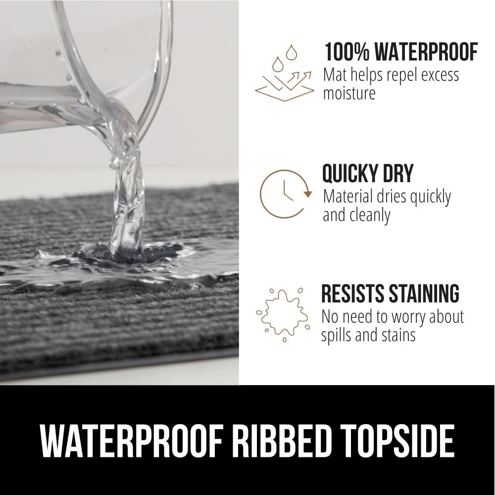 GORILLA GRIP Traffic Guard Door Mat, Heavy Duty Welcome Mats, Commercial Office Space Doormat, Waterproof, Fade Resistant, Strong Rubber Backing, Low Profile, Shoe and Boot Scraper, 29x17, Light Gray