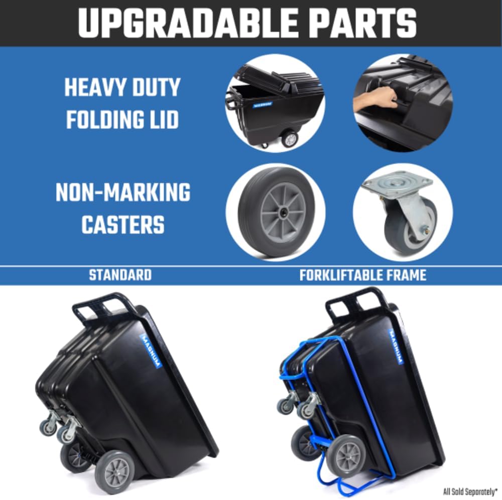 Tilt Truck, 1/2 Cu. Yd. Capacity Dump Cart with Heavy Duty 12” Wheels & 5” Casters & Forklift-able Frame for Jobsites, 850 lbs, Trash Cart with Wheels DUC12T-F