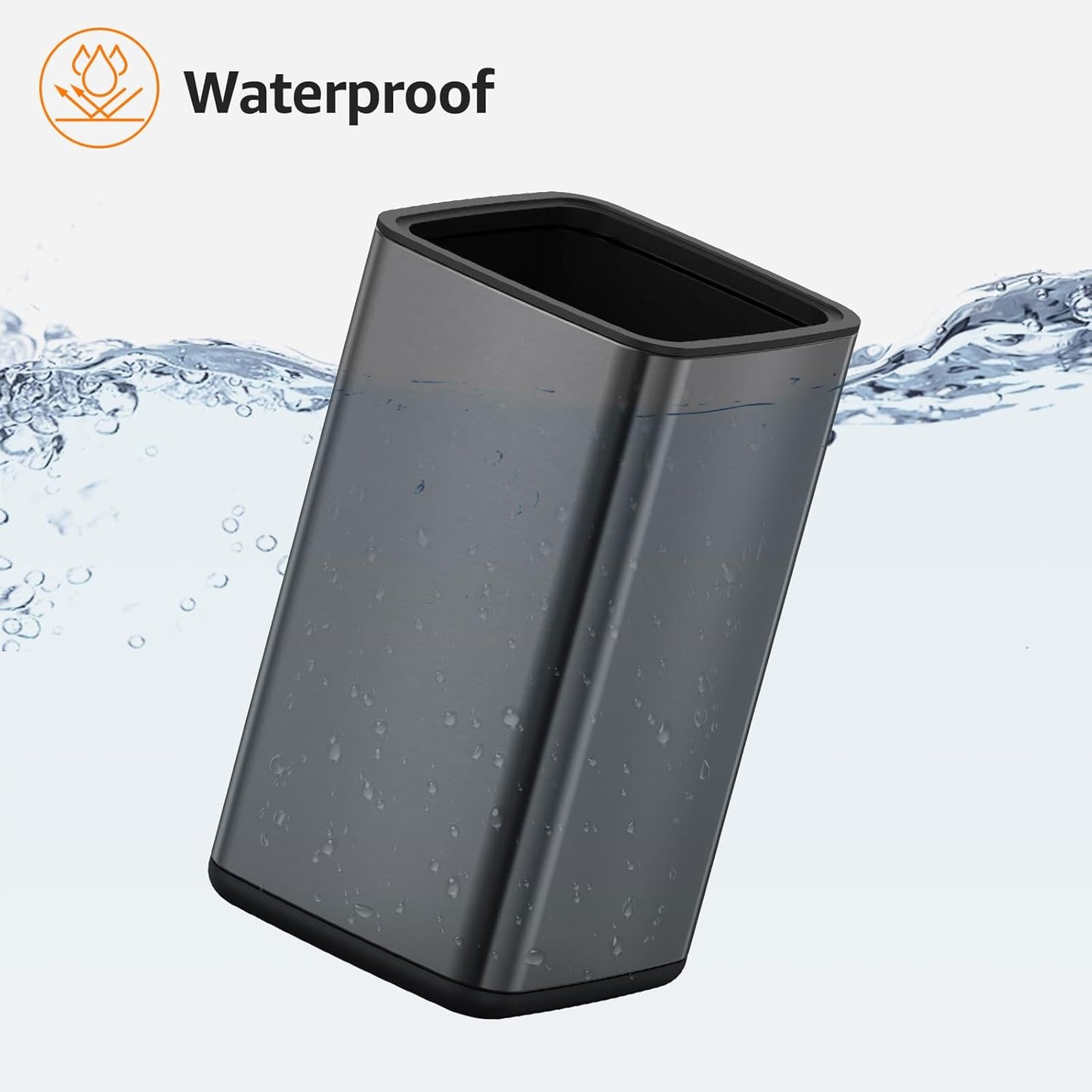 Mbillion 4Gal/15L Open top Trash Can with Removable Inner Bucket Small Waste Basket Stainless Steel Metal Trash Can for Bathroom Office,Brushed Black