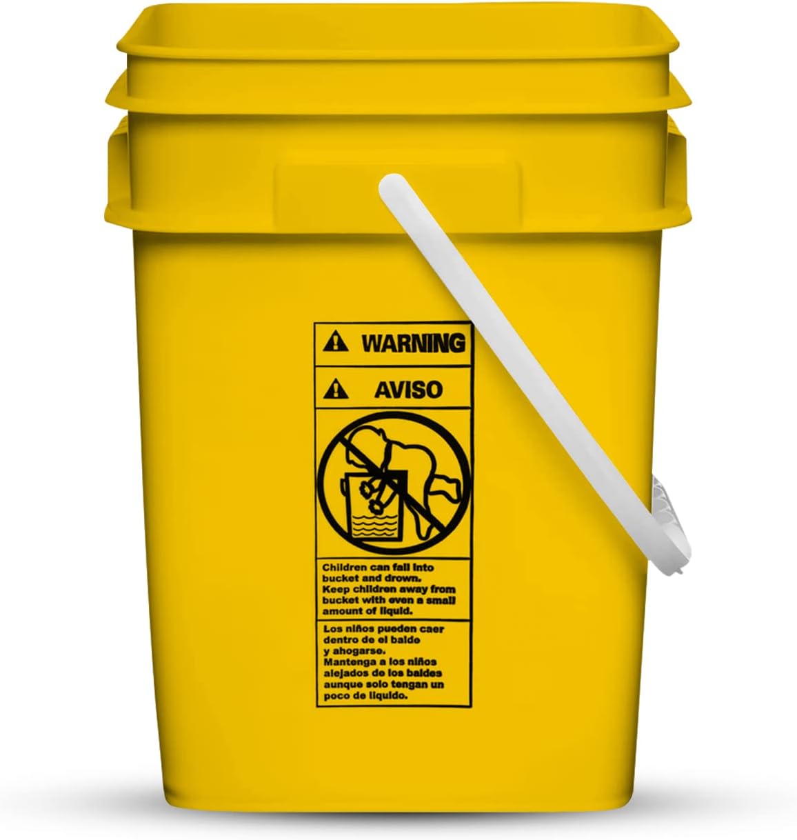 House Naturals 4 Gallon Square Food Grade Bucket Pail with Plastic Handles and Lid (Pack of 3) Made in USA containers (Yellow)