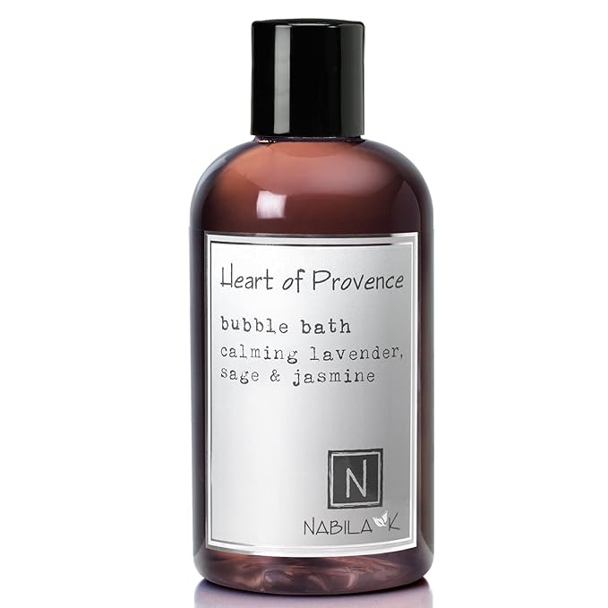 Heart of Provence Bubble Bath with Lavender, Sage & Jasmine Scent by Nabila K - Essential Oils, Natural Ingredients for Sensitive Skin, Gentle, Moisturizing - Luxury for Women & Men, 8 oz