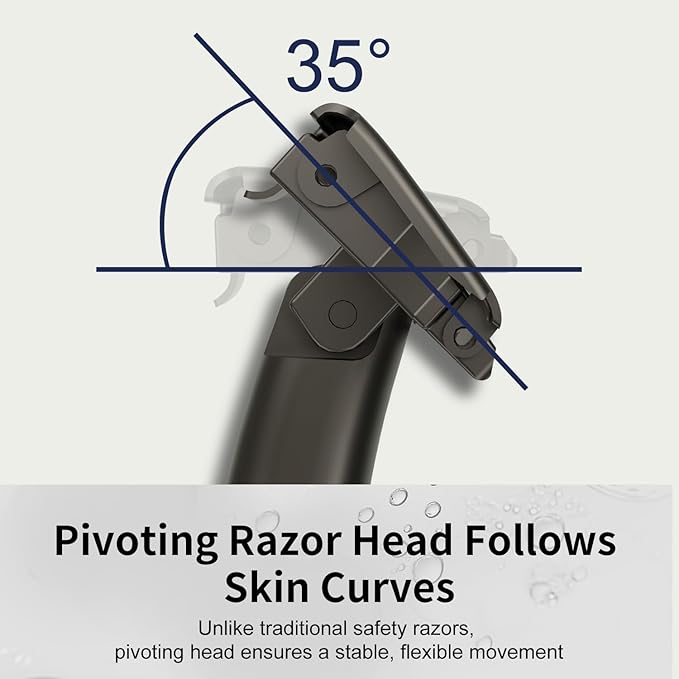 Razors for Men - Dual-Blade Safety Razor with Pivoting Head - Reusable Metal Shaving Razor, with 10 Double Edge Blades, Smooth Close Shave, Matte Black