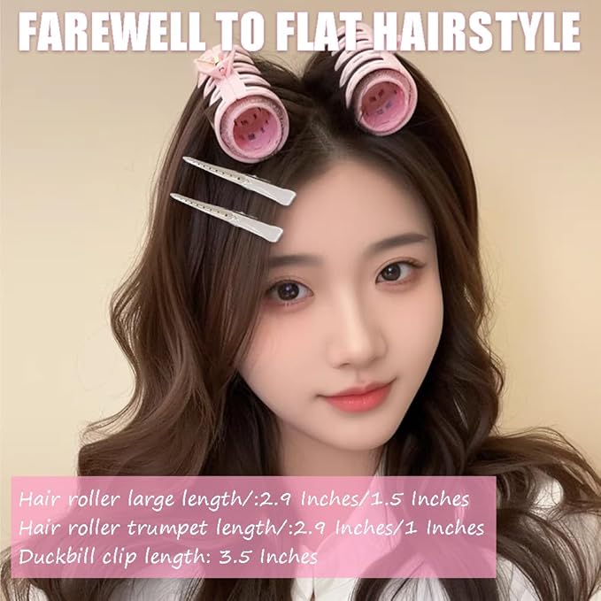 2 in 1 Bangs Hair Rollers with Clip Hair Styling Clips Set,4 Pcs Volumizing Hair Clips Root Lifting Clips,4 Pcs Metal Duck Billed Hair Clips for Styling Sectioning