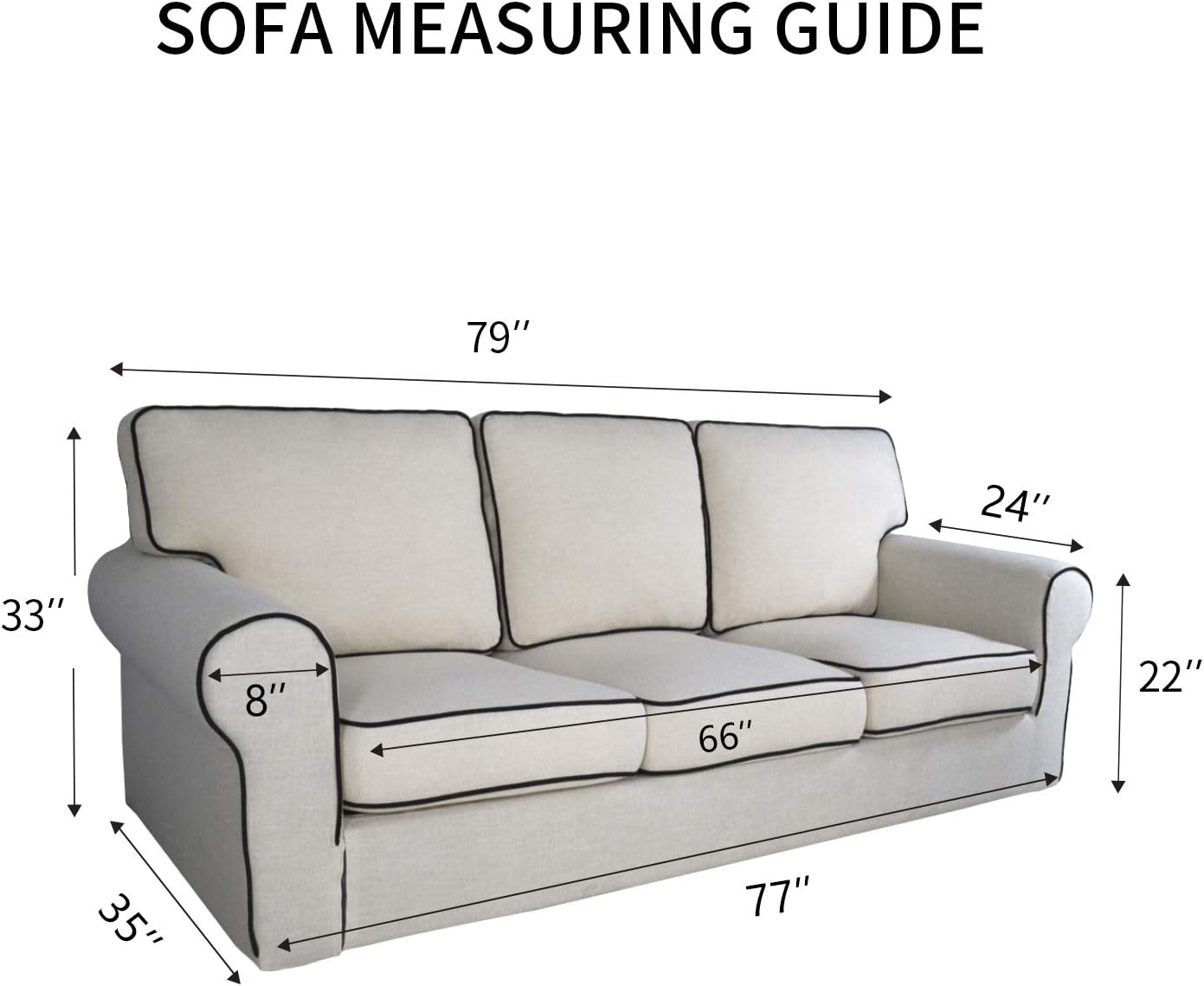 PureFit Reversible Quilted Sofa Cover, Water Resistant Slipcover Furniture Protector, Washable Couch Cover with Non Slip Foam and Elastic Straps for Kids, Pets (Sofa,Light Gray/Ivory) Large