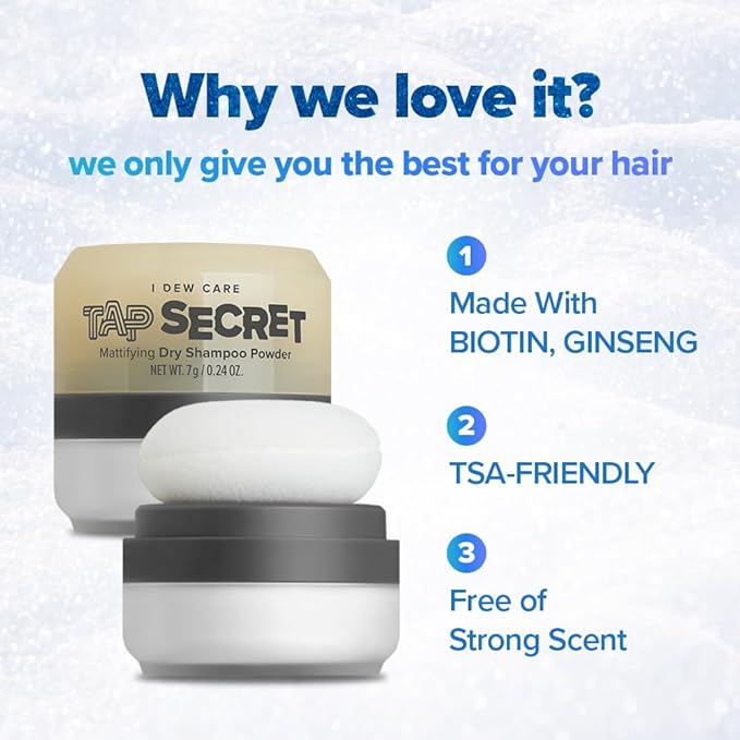 I DEW CARE Biotin Clarifying Dry Shampoo Limited Edition - Tap Secret Refill Set | With Black Ginseng, Non-aerosol, Formulated Without Benzene, Travel Size, Stocking Stuffers, Mini Set, 0.24 oz. x 2EA