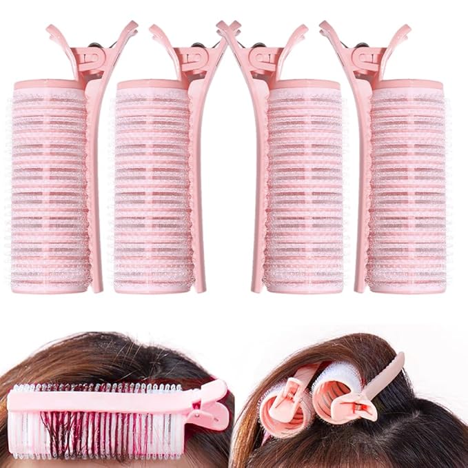 2 in 1 Bangs Hair Rollers with Clip Hair Styling Clips Set,Volumizing Clips Root Lifting,Portable Bangs Curler DIY Volume Clip for Fluffy Hairstyles,4 PCS