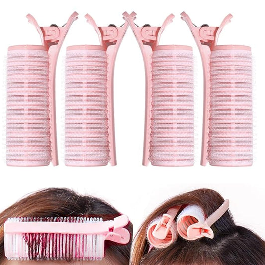 2 in 1 Bangs Hair Rollers with Clip Hair Styling Clips Set,Volumizing Clips Root Lifting,Portable Bangs Curler DIY Volume Clip for Fluffy Hairstyles,4 PCS