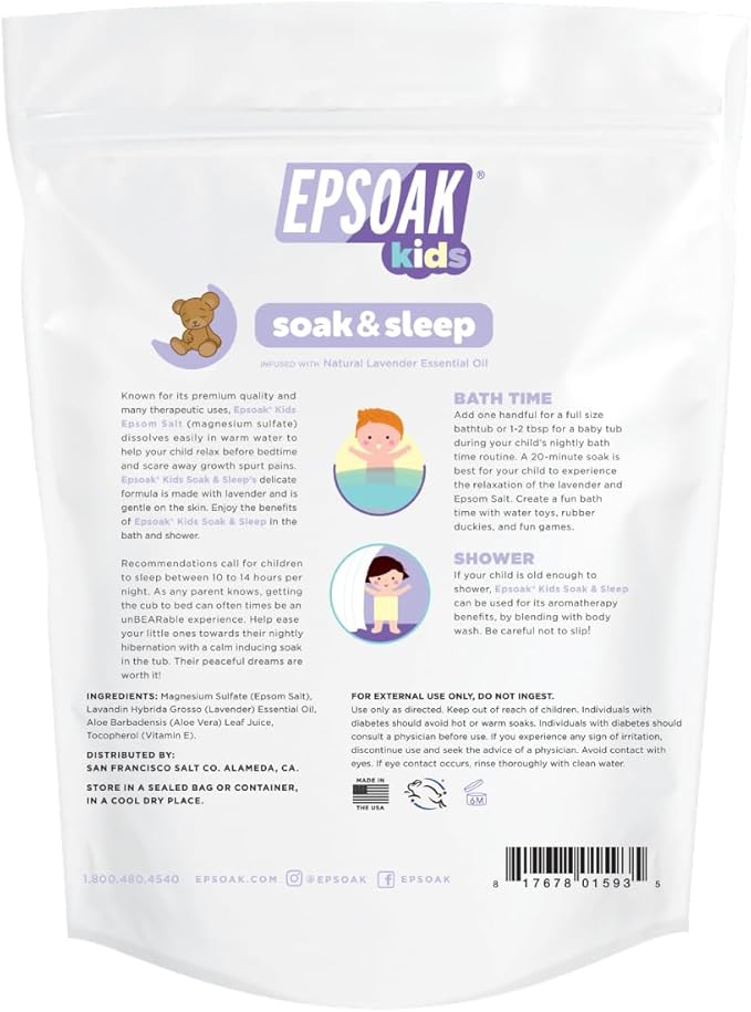 Epsoak Kids Lavender Soak & Sleep Epsom Salt - 2 lb. Bag (Pack of 2)