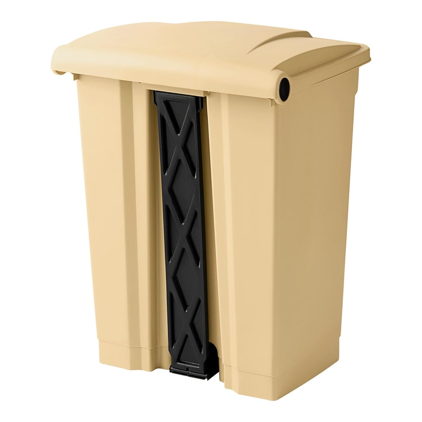 PRO&Family Step-On Trash Can with Lid, Plastic Waste Bin, Foot Pedal Operation (Biege, 18 Gallon)