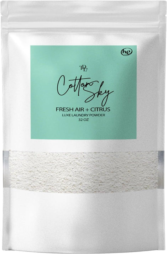 Home 'COTTON SKY',Concentrated, Natural Laundry Detergent Powder - Fresh Air, Apple, & Kiwi| High Efficiency/Standard Machine Washing |Nontoxic | Stain/Odor Removal (32 oz / 64 Loads)