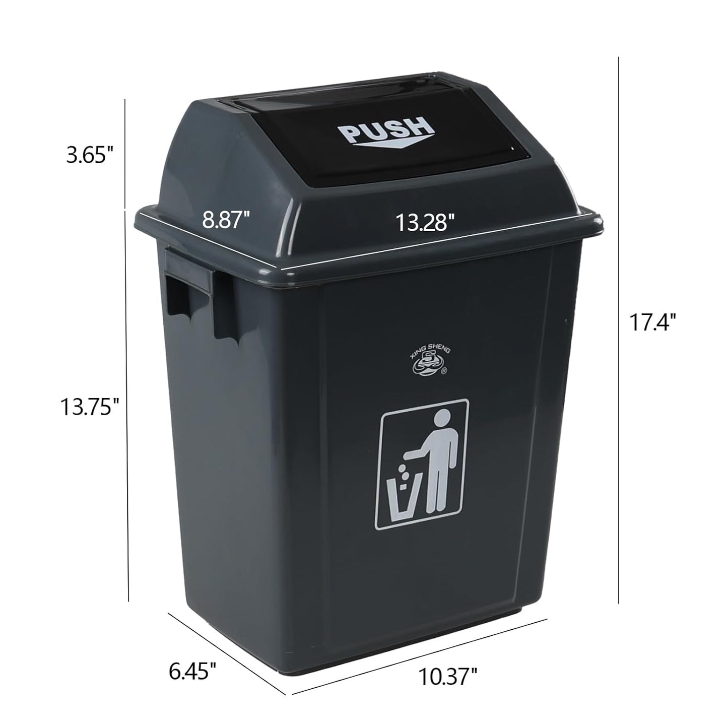 4-Pack 8 Gallon Kitchen Trash Can with Swing Lid, Plastic Kitchen Garbage Can, Gray