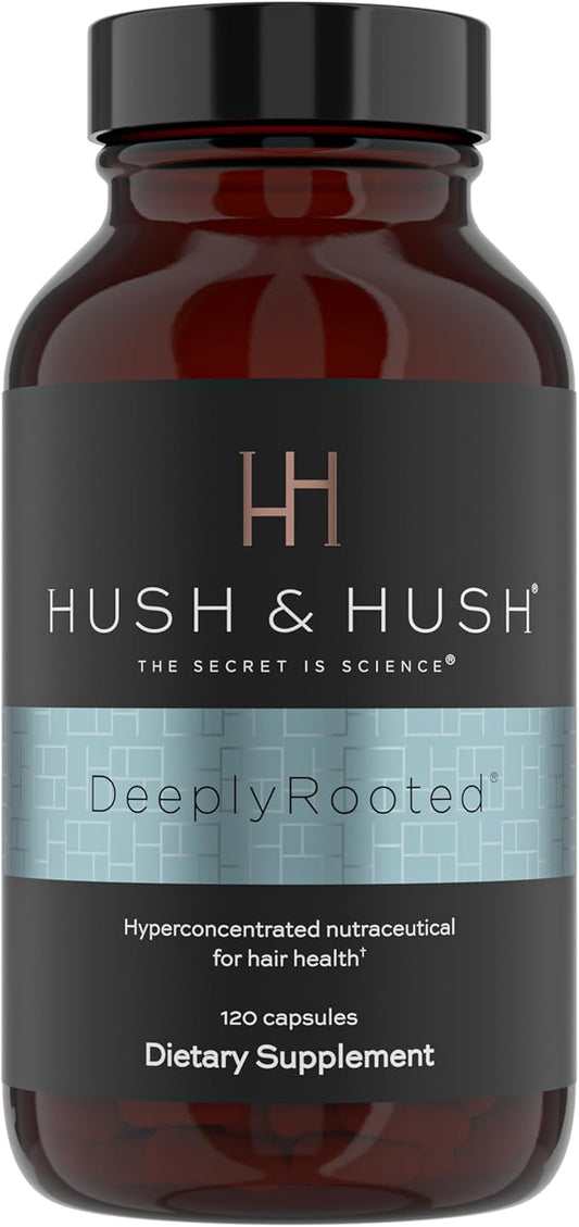 Hush & Hush DeeplyRooted Hair Supplement for Stronger, Healthier Hair - Collagen Hair Growth Pills for Men & Women - Biotin for Hair Loss - Hair Care for Thinning Hair & Hair Regrowth - 120 Capsules