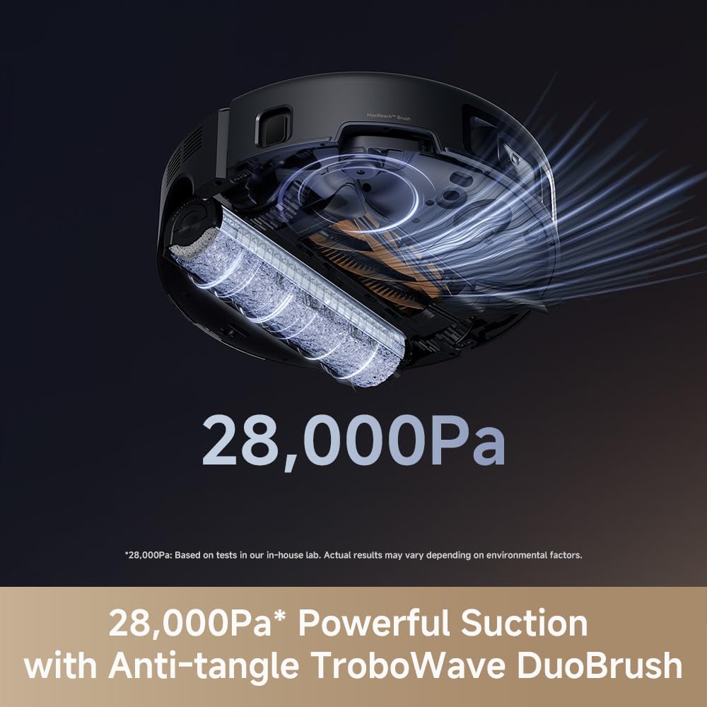 MOVA Z60 Ultra Roller Complete Robot Vacuum and Mop, 28,000Pa Suction, Roller Real-Time Flutting Self-Washing, Auto Carpet Shield, Extendable for Edge Cleaning, Anti-tangle DuoBrush, Care-Free Station