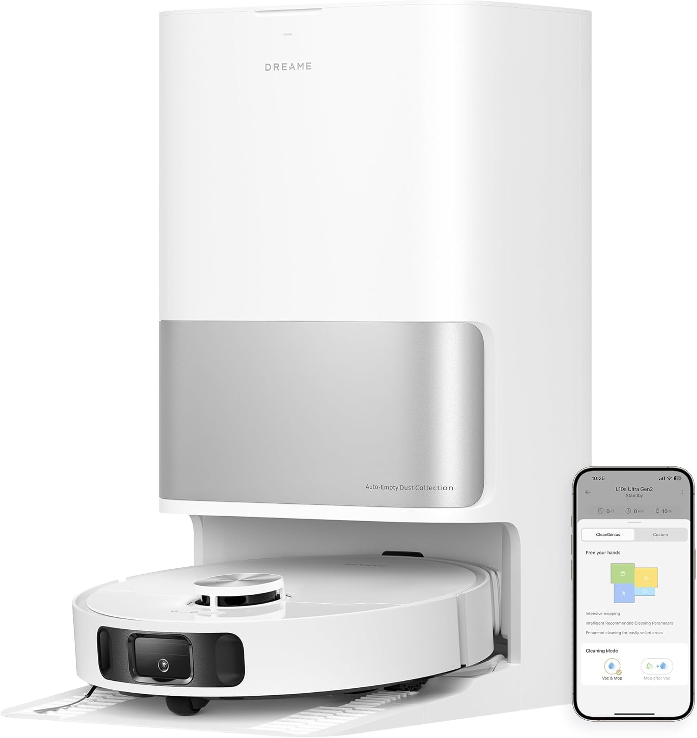 DREAME L10s Ultra Gen 2 Robot Vacuum and Mop, 10,000Pa Suction, MopExtend Tech, All-in-One Base Station, 75 Days Auto-Empty, Mop Self-Washing&Drying, Smart Obstacle Avoidance, Carpet Cleaning