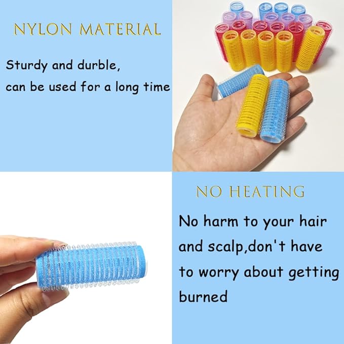 ZMD 18Pcs Self Grip Small Hair Rollers Curlers, Plastic Rollers Heatless Curlers Salon Dressing Curler DIY Curly Hair Hairstyle Roller for Women Girls Short Medium Hair (0.8 x 2.4 Inch)