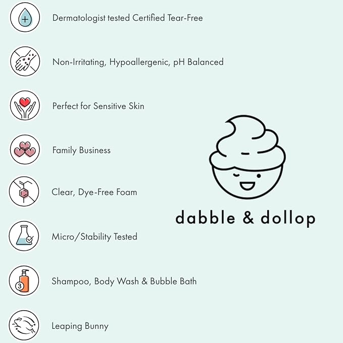 Dabble & Dollop Fresh Fruit Mini Bath Bombs & Blueberry Shampoo, Body Wash, Bubble Bath for Kids - All Natural Fruity Scents, Resealable Pouch, USA Made, Vegan, Gluten-Free, Cruelty-Free (Pack of 2)