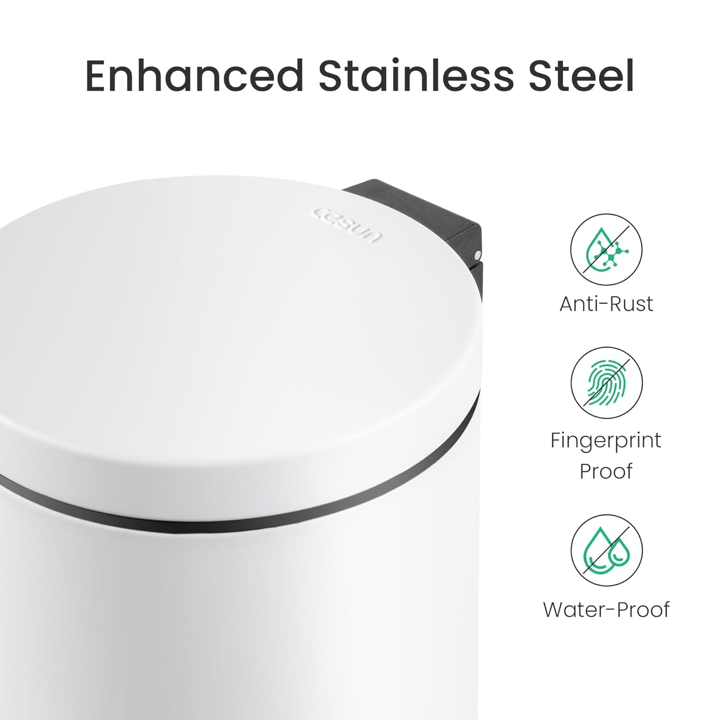 Cesun 1.2 Gallons Small Trash Can with Lid, White Bathroom Garbage Can with Foot Pedal, Mini Round Wastebasket for Bathroom, Bedroom, Office, 4.5 Liters / 1.2 Gallons, White