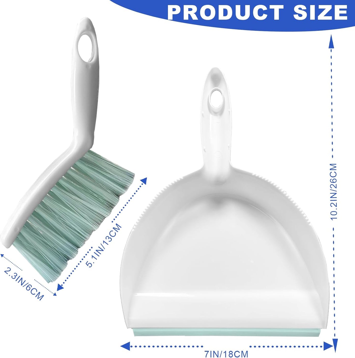 Mini Broom and Dustpan Set Small Dust pan & Brush Set Portable Cleaning Tools for Home Office RV Camping Learning (Green)