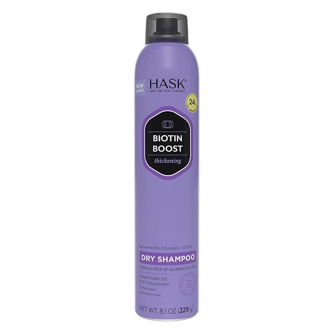 HASK Biotin Boost Thickening Dry Shampoo – Absorbs Oil, Adds Volume & Lift, Strengthens Strands, No Sulfates or Parabens, Cruelty-Free – 8.1oz