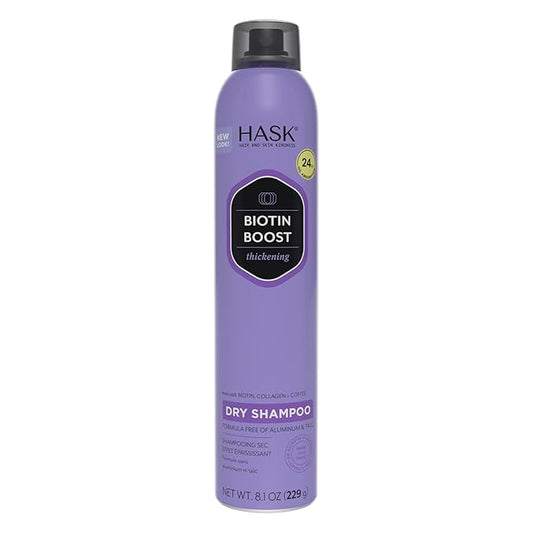 HASK Biotin Boost Thickening Dry Shampoo – Absorbs Oil, Adds Volume & Lift, Strengthens Strands, No Sulfates or Parabens, Cruelty-Free – 8.1oz