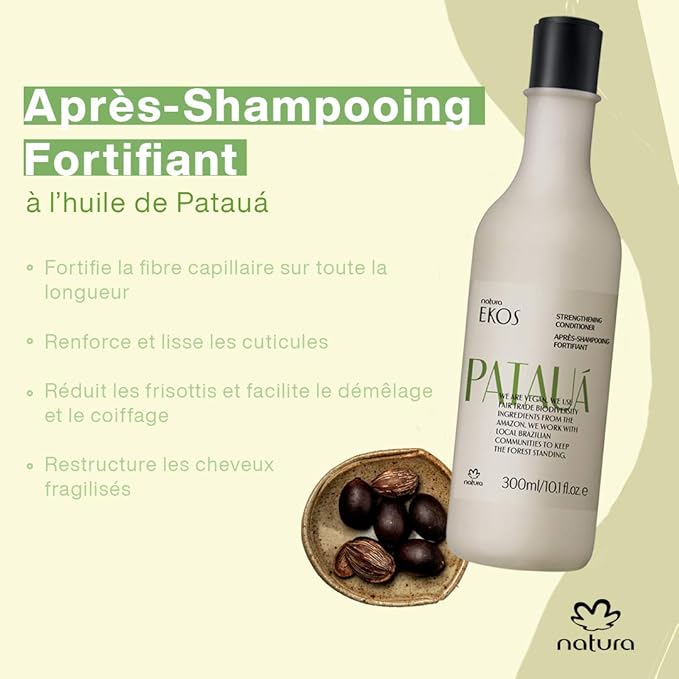 natura - Ekos Patauá Strengthening Conditioner - Repair & Renew Hair - Fortify Roots & Strands - Protein Rich - Vegan Hair Care - Brazilian Beauty Secrets - Personal & Self Care - 10.1 fl oz (300ml)