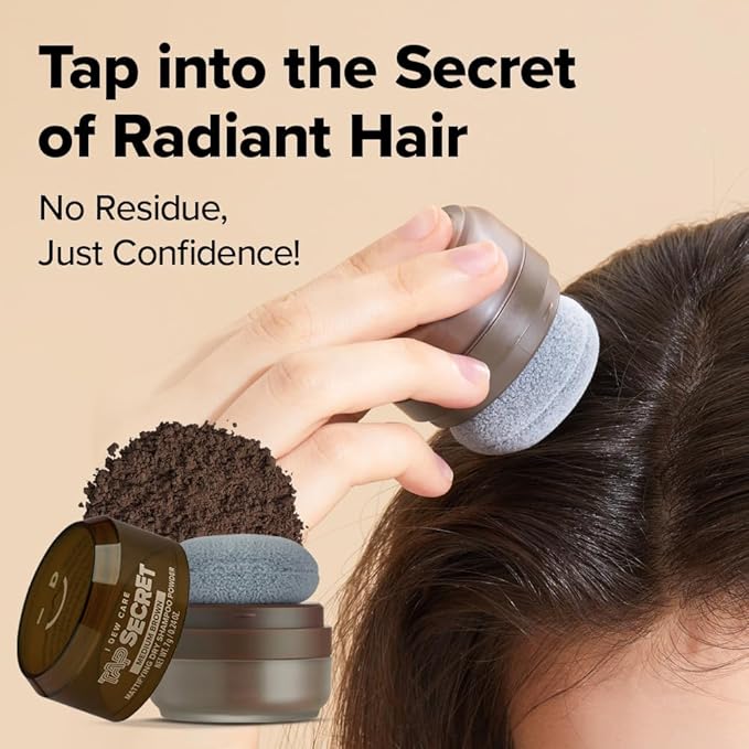 I DEW CARE Biotin Clarifying Dry Shampoo - Tap Secret Medium Brown | Strengthening & Volumizing, Powder Type, Refillable, Travel size, Non-aerosol, Brunette, Korean Ginseng, 0.25 Oz