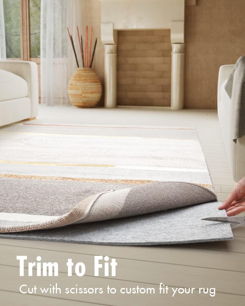 Double-Sided Non Slip Rug Pad Gripper - 2x4 Feet 1/4” Thick Dual Surface Felt Under Rug for Area Rugs and Hardwood Floors,Super Cushioned Non Skid Carpet Padding