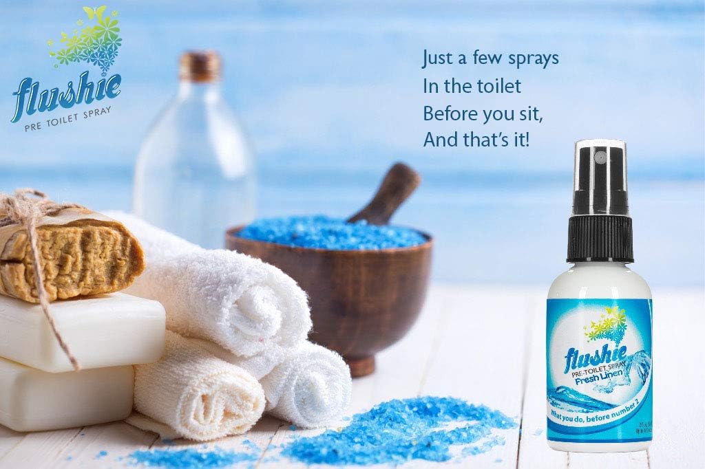Flushie Pre-Toilet Spray for Travel Size Toiletries - Bathroom Spray Deodorizer for Toilet - Poop Odor Eliminator