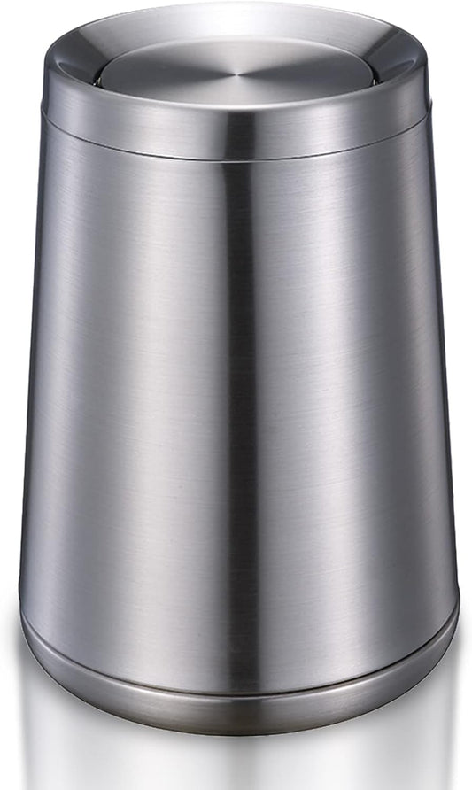 Household Swing Bathroom Trash Can，Brushed Stainless Steel，10 L/3 Gallen，Garbage Can with Flipping Lid， for Indoor or Commercial Use, Kitchen,Modern，Living Room,Bedroom