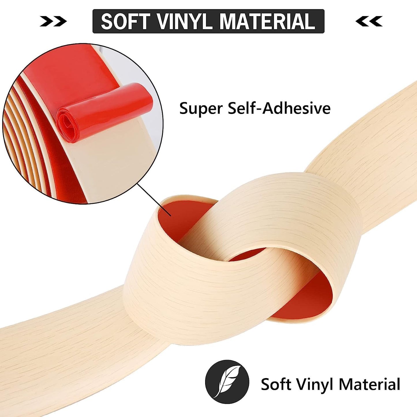 20Ft Floor Transition Strip Self Adhesive Vinyl Cover Floor Strip Flat Divider Transition Strip Wood Grain Design for Laminate Floor Gaps and Doorway Transitions (20Ft x 2 Inch, Beige)