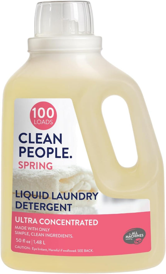 The Clean People Liquid Laundry Detergent - Recyclable Packaging, Stain Fighting - Ultra Concentrated, Laundry Soap - Spring Scent, 50 fl oz