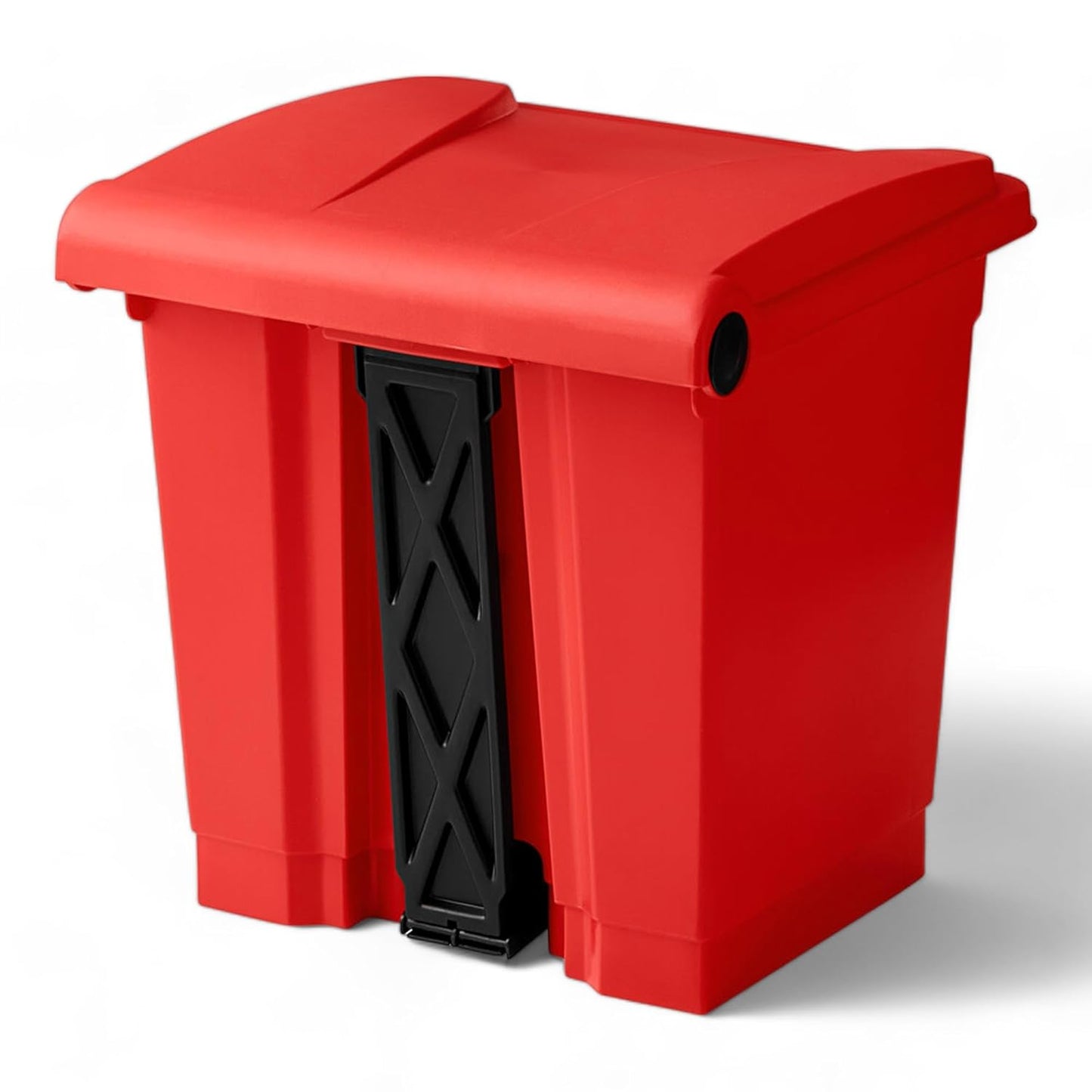 PRO&Family Step-On Trash Can with Lid, Plastic Waste Bin, Foot Pedal Operation (Red, 8 Gallon)