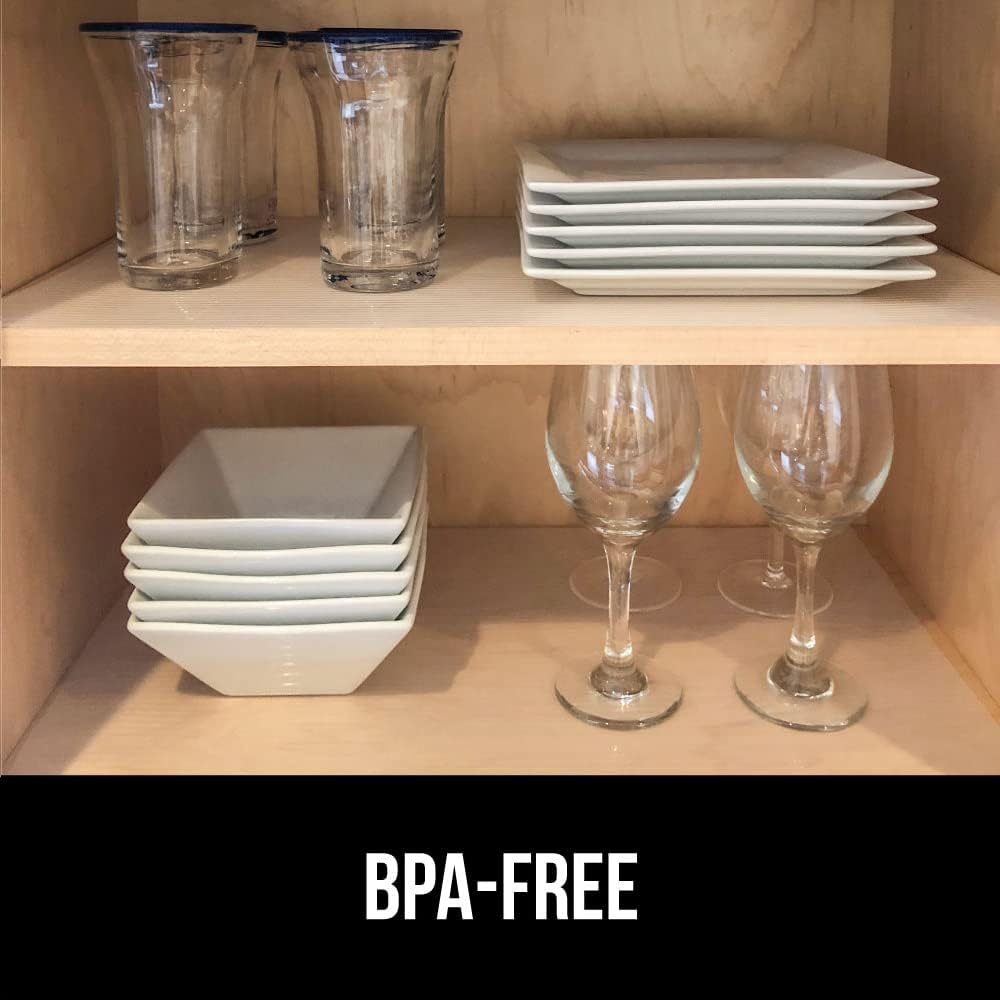 GORILLA GRIP DuraGuard Shelf Liner, 17.5x20 Non-Adhesive Cabinet Liners for Kitchen Drawers, Shelves, Refrigerator, Pantry Storage, Bathroom Closet, Durable Waterproof BPA Free Ribbed Plastic, Clear