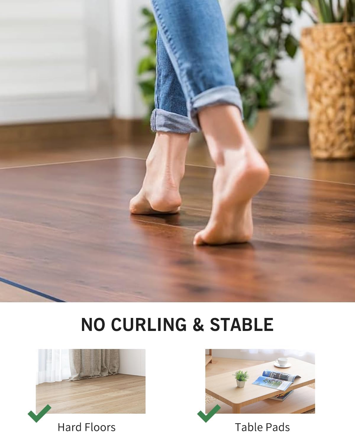 Area Mat for Hard Floor, 6'×9' Transparent PVC Area Rug for Home, Waterproof No Smell Protector for Dining Room, Large Durable Mats for Rolling Chair, Kitchen, Living Room, High Traffic Area